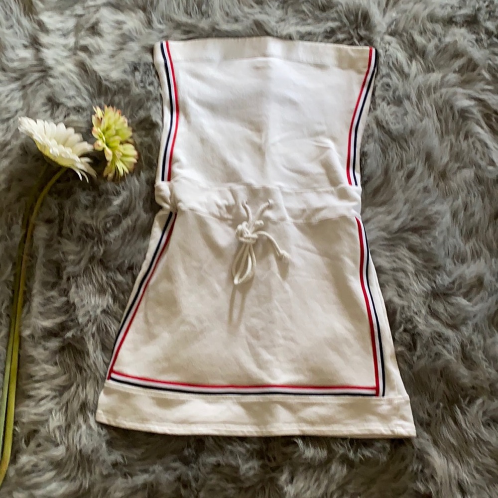 White tube one piece mini skirt sports dress
